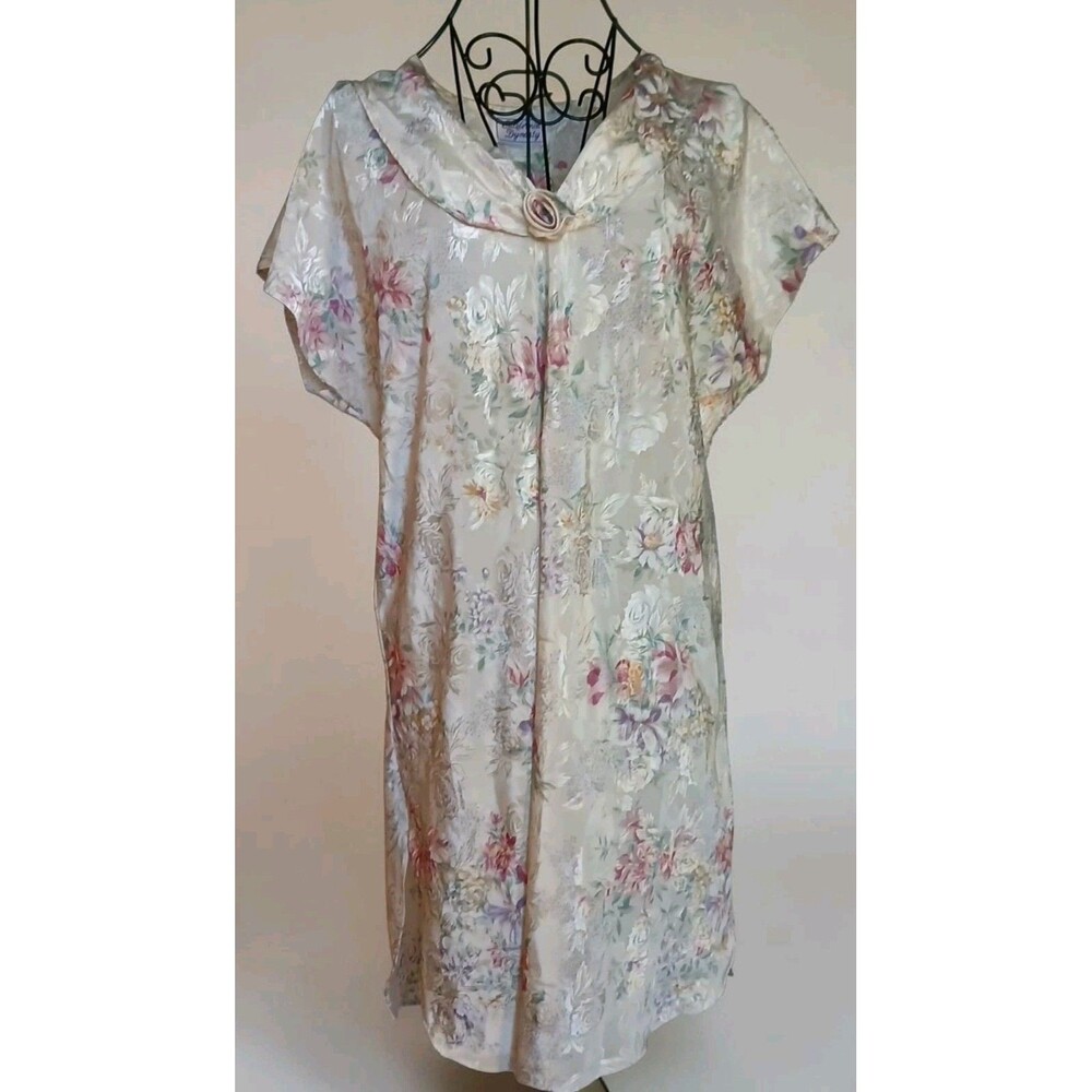 Vintage Floral Nightgown Pastel Cottagecore Romantic Sleepwear Sz M Made In USA